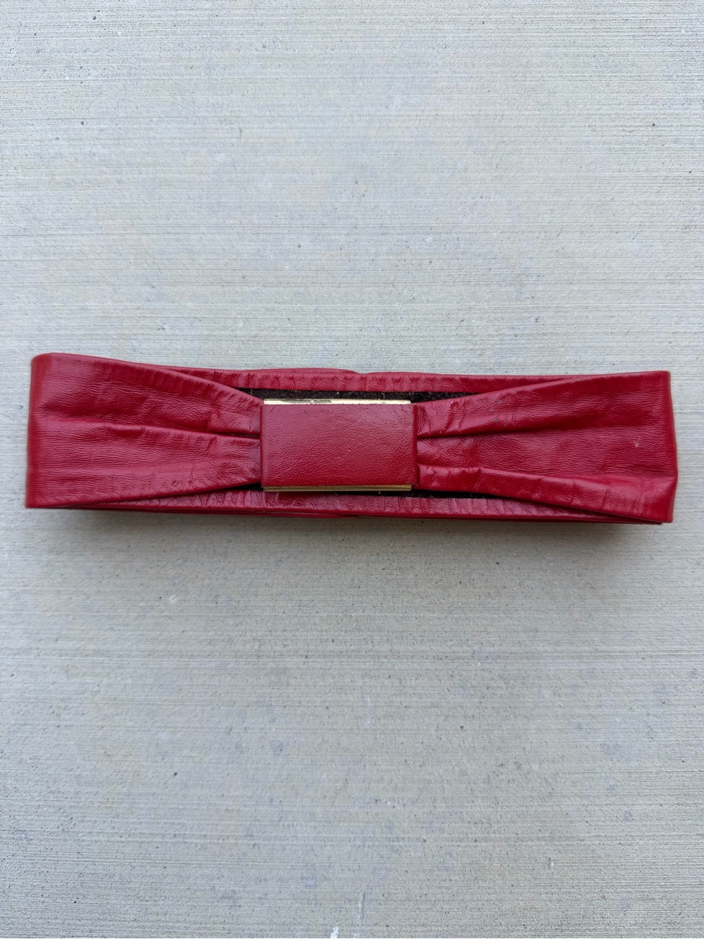 Vintage Red Leather Bow Style Waist Belt